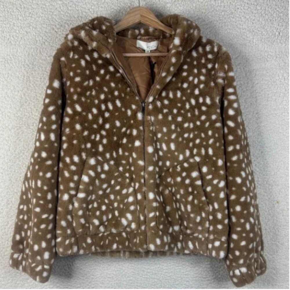 Pinch Furry Animal Print Zip Jacket - Size: S/M - NWT